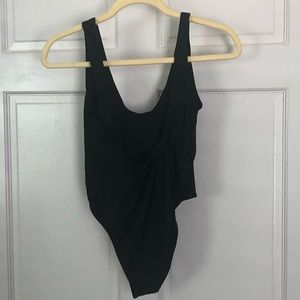 Black high thigh one piece